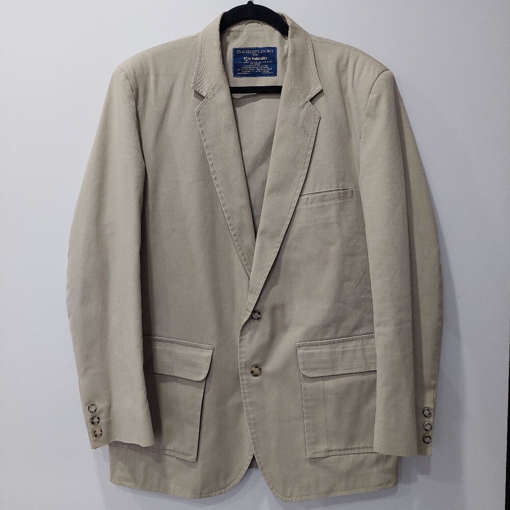 Vintage Tilley Men's 43 Tall/LT Traveller's Jacket Outdoor Safari Coat 90s Beige